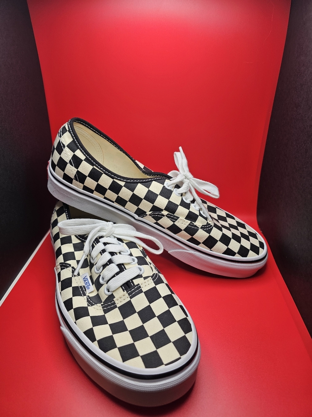 Vans Checkerboard Canvas Low-Top Sneakers in Black and White
